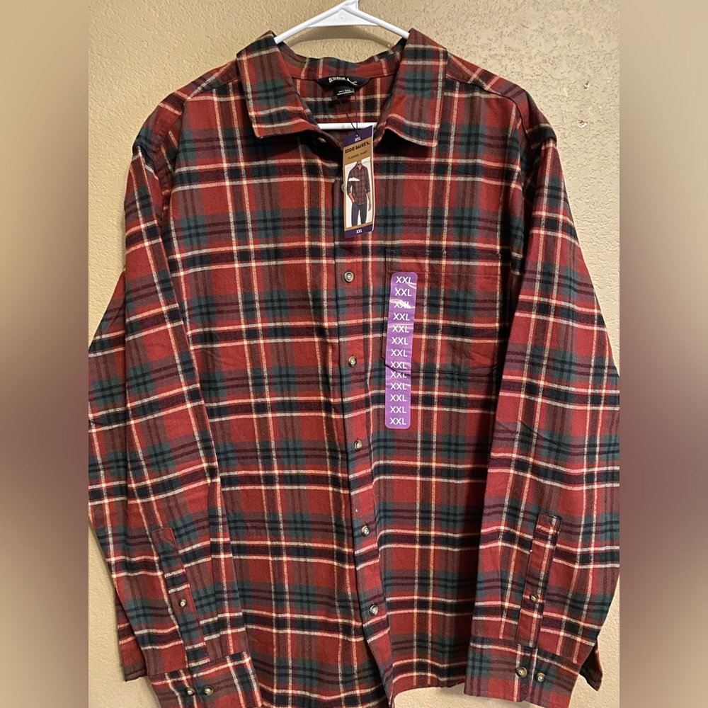 Eddie Bauer Men's Plaid Flannel Button-Up Shirt Size XXL Red